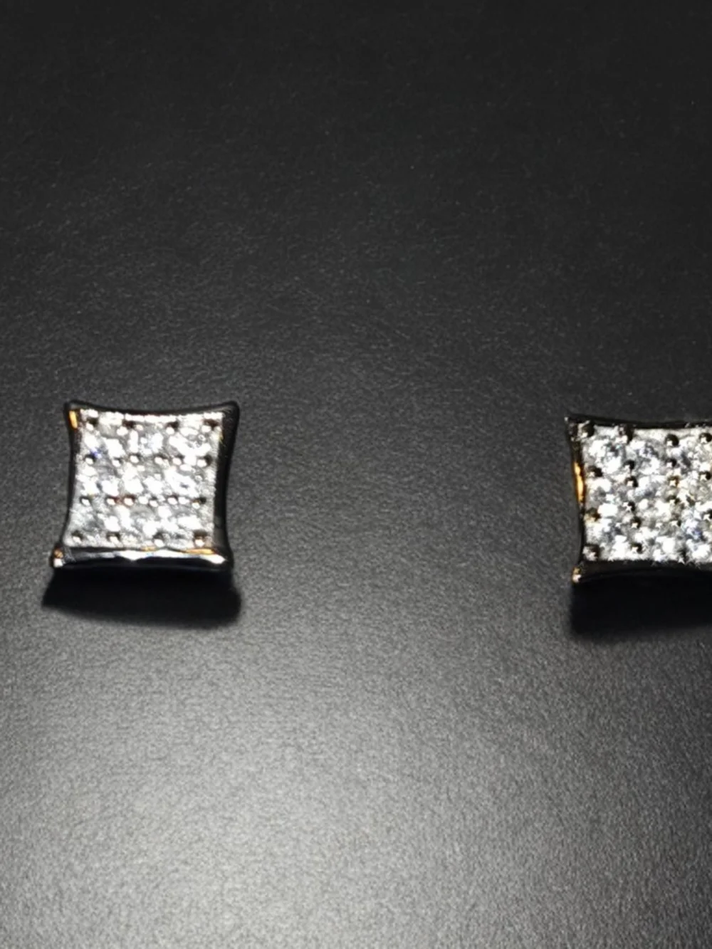 Sterling Silver 2 Grams Moissanite Square Cubic Stud Earrings